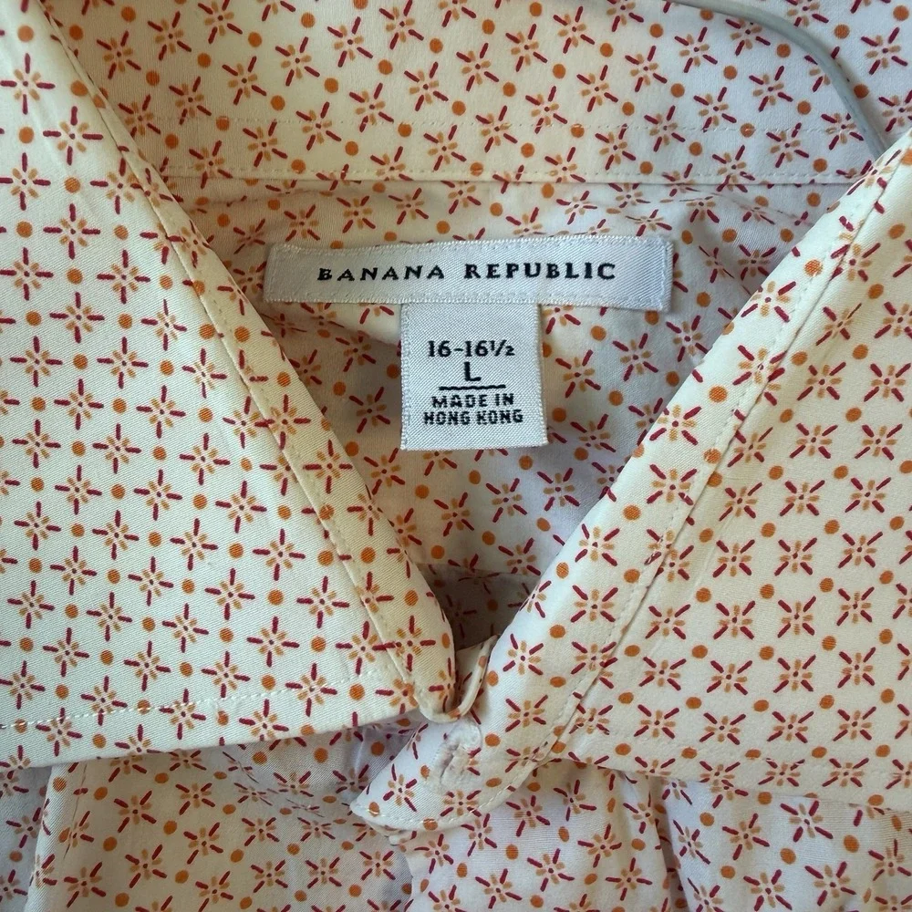 Lot Of 2 Banana Republic Men's Dress Button Down Printed Shirts 16-16 1/2 READ D